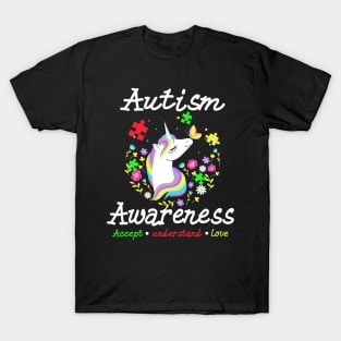 Autism Awareness Unicorn T Shirt Cute Puzzles T-Shirt